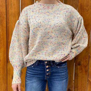 Ladies MainStripe Confetti Bell Sleeve Sweater